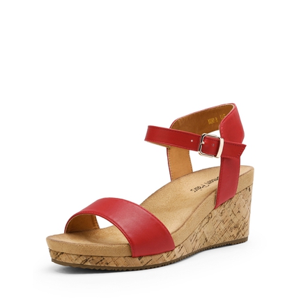 Ladies red wedge sandals clearance